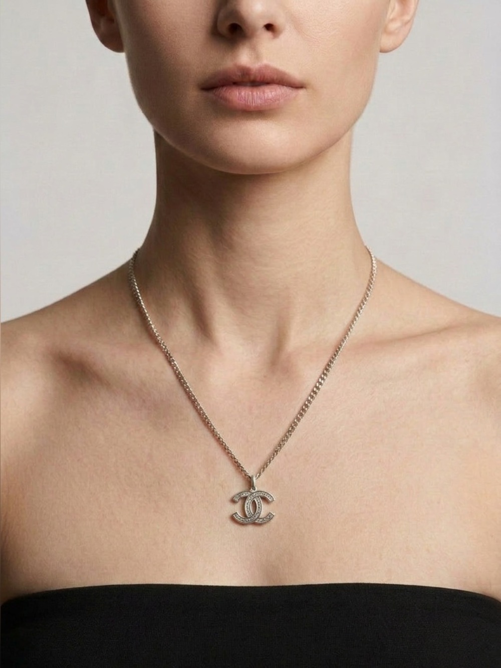 Chanel Silver Pendant Necklace